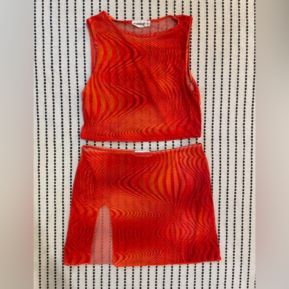 Red and Orange Mesh Cover Up Blackbough